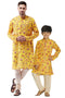 Vastramay Multicolor-Base-Mustard And Cream Baap Beta Kurta Set